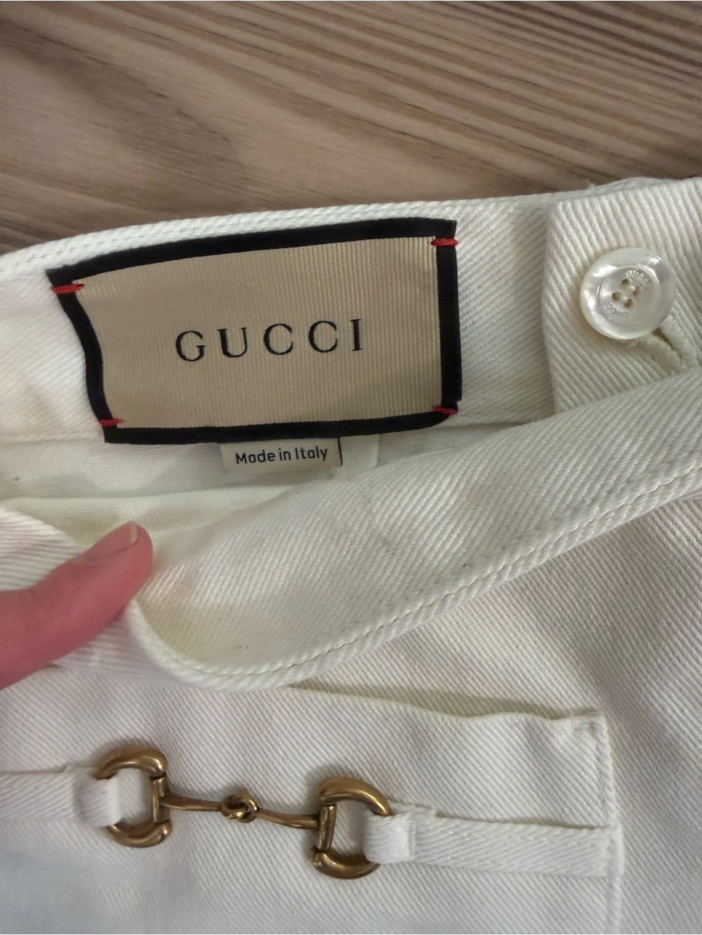 Gucci Cream Mini Skirt with Gold Horsebit Detail - Picture 4 of 4